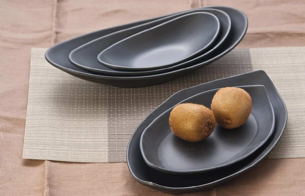 Irregular Plate Melamine Material Restaurant Hotel Japanese Style Black Melamine Plate