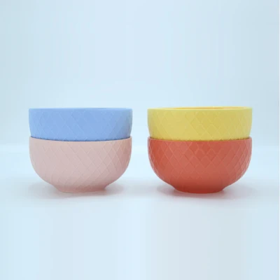 Bol en céramique coloré de soupe de céréale de dessert de micro-onde et de lave-vaisselle de porcelaine colorée avec le logo fait sur commande