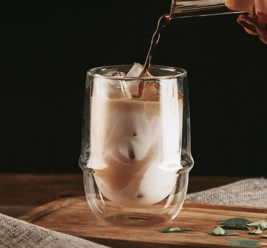 Ensemble de tasses à café en verre borosilicaté isolé à double paroi faites à la main pour l'espresso de boisson de thé