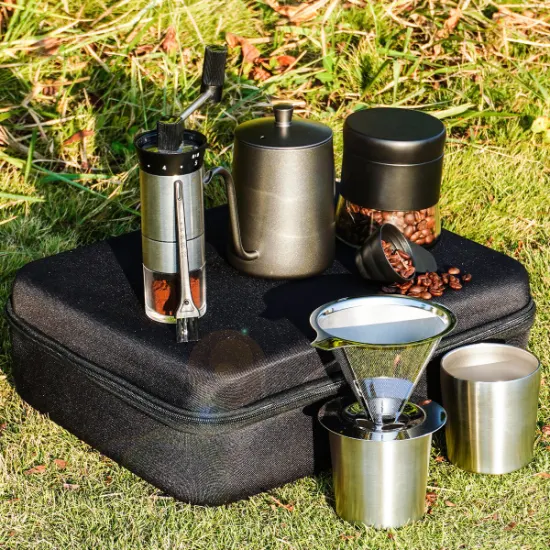 Vente chaude éthiopienne cafetière accessoires boîte-cadeau voyage en plein air moulin à main verser sur V60 goutte à goutte café thé ensemble